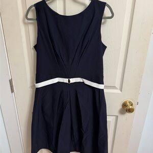 Sara Campbell Blue and White Pleated Mini Dress